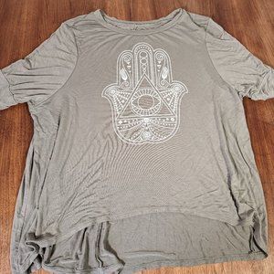 Fifth Sun Womens Super Soft Mystic Eye Hi-lo T-shirt Olive M